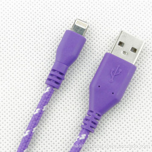 China Manufacturer Round Fabric USB Cable for iPhone 5/5S